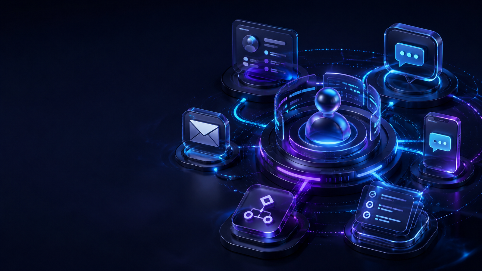 Mothership communication command centre connecting customer signals and channels